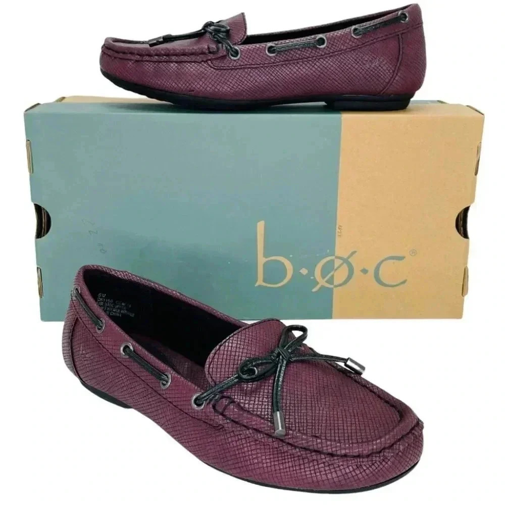 b.o.c. Carolann Wne Textured Faux Leather Moc Toe Womens Loafers Size 6M - Picture 12 of 12